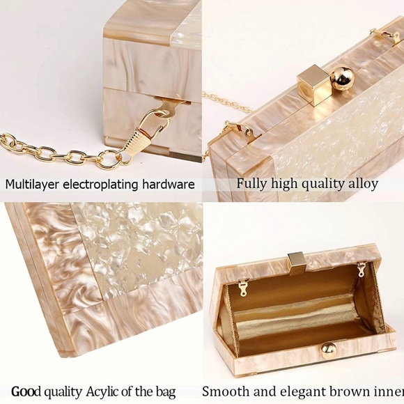 💎 Women Acrylic Evening Clutch bag Glitter Marble Purse Handbag - Picture 5 of 9